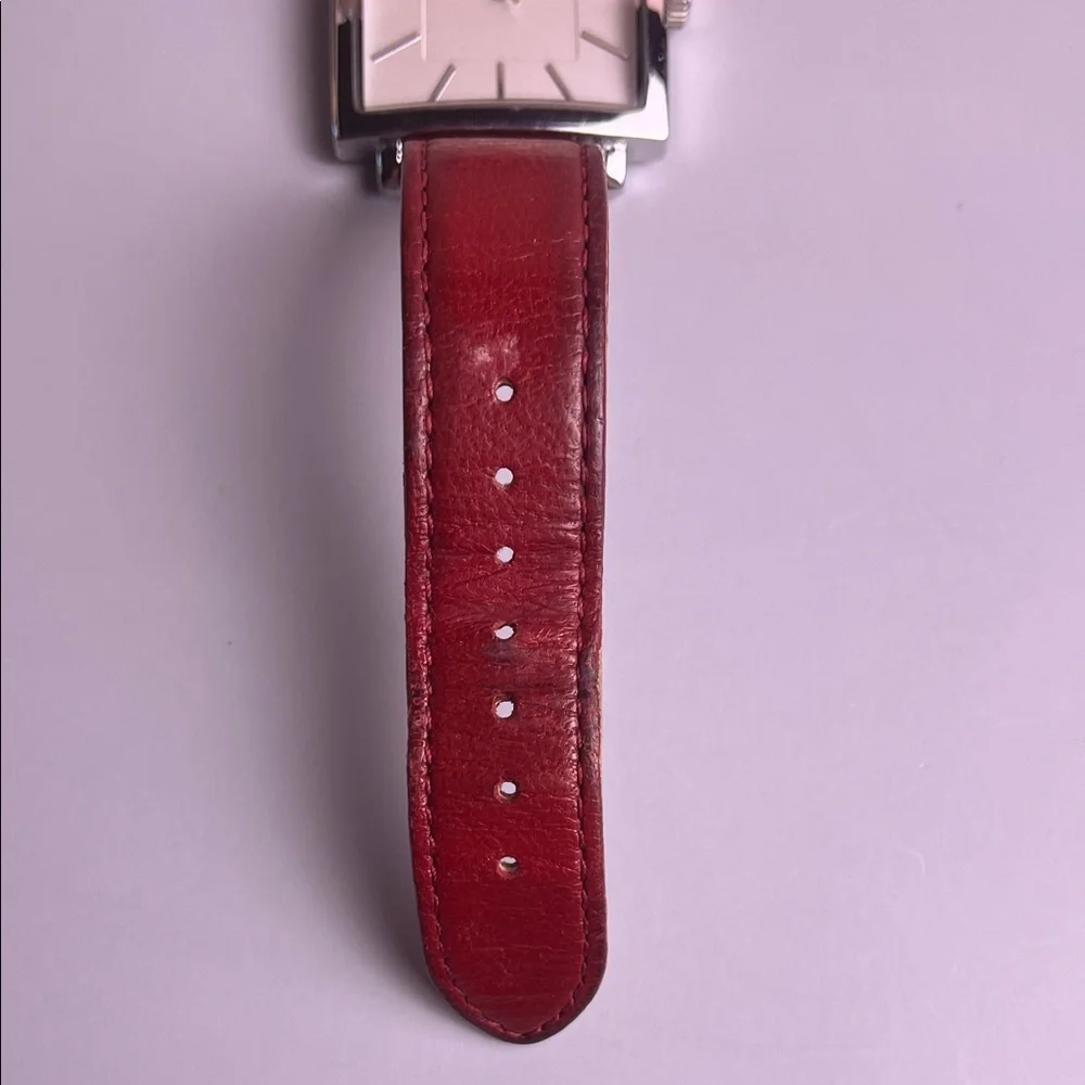 Anne Klein Silver Tone Red Band Women's Quartz Watch New Battery